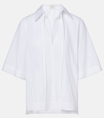Sofi tie-neck cotton poplin top | Loulou de Saison