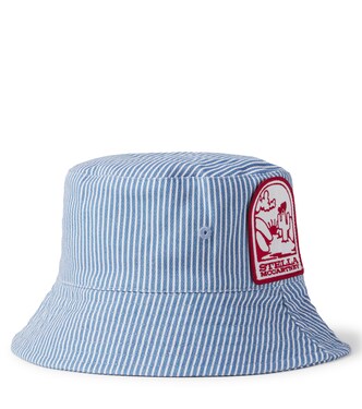 Logo striped cotton gabardine bucket hat | Stella McCartney Kids