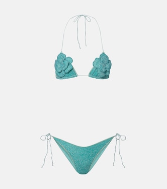 Lumière floral-appliqué lamé bikini | Oséree