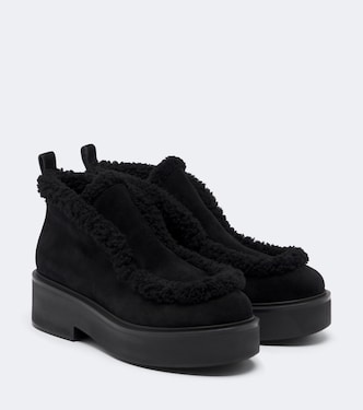 Shearling-lined suede ankle boots | Gianvito Rossi