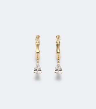 Bamboo Small 18kt gold huggie earrings with diamonds | Anita Ko