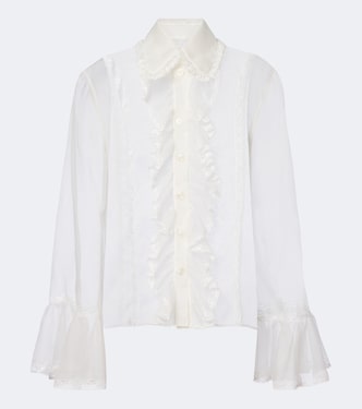 Blusa de chifón en mezcla de seda con encaje y volantes | Dolce&Gabbana