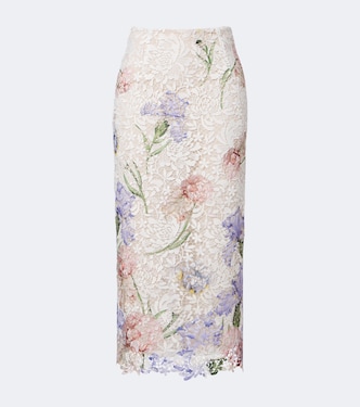 Floral guipure lace midi skirt | Oscar de la Renta