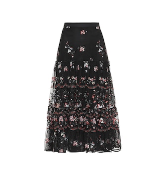 Embroidered tulle midi skirt | Tory Burch