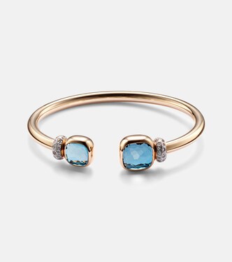 Nudo 18kt rose gold bangle with blue topaz and diamond | Pomellato