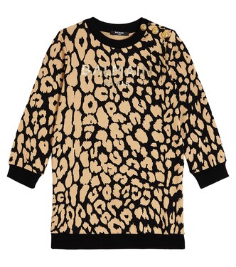 Logo cotton sweater dress | Balmain Kids