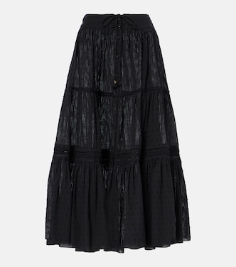 Brie cotton-blend midi skirt | Poupette St Barth