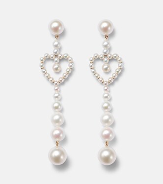 Pearl Heart 14kt gold drop earrings with freshwater pearls | Sophie Bille Brahe