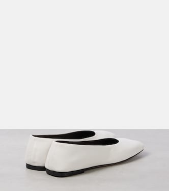 Square leather ballet flats in white - The Row | Mytheresa