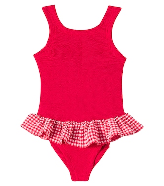 Gingham ruffled swimsuit  | Hunza G Kids