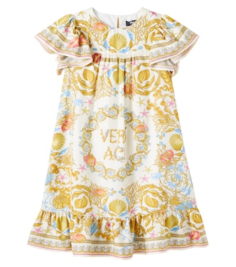 Underwater Barocco ruffled silk dress | Versace Kids