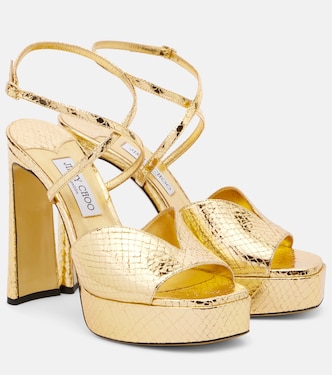 Karli 125 metallic leather platform sandals | Jimmy Choo