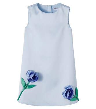Floral-appliqué satin dress | Self-Portrait Kids