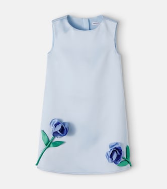 Floral-appliqué satin dress | Self-Portrait Kids