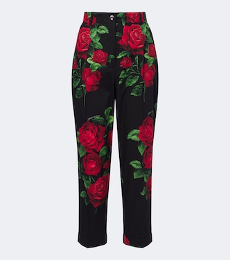 Pantalones rectos cropped de algodón florales | Dolce&Gabbana