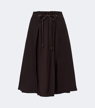 Leather-trimmed virgin wool midi skirt | Moncler