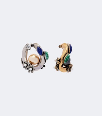 Crystal-embellished faux-pearl hoop earrings  | Etro