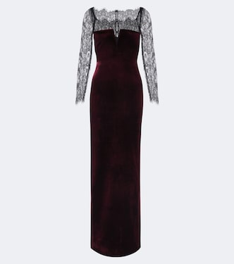 Lace-trimmed velvet gown | Roland Mouret