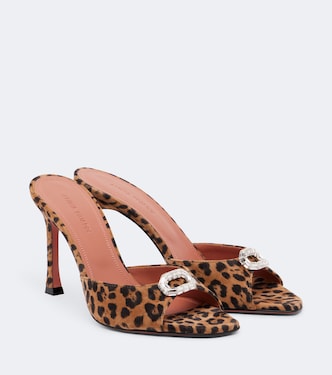 Mini Camelia leopard-print leather mules | Amina Muaddi