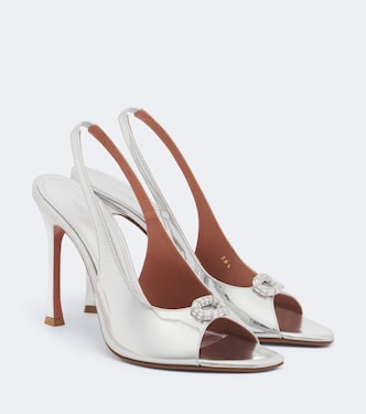 Mules Mini Camelia aus Leder | Amina Muaddi