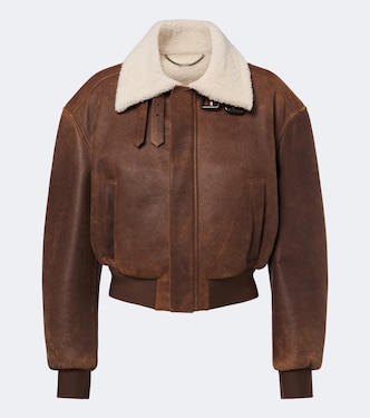 Shearling-trimmed leather blouson jacket | Gucci