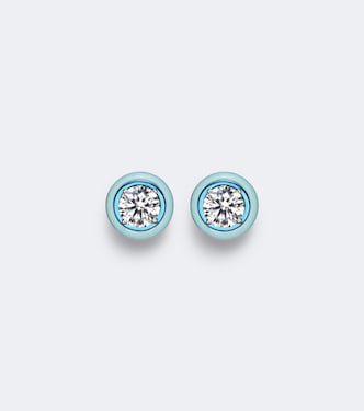 Dottie 18kt white gold and enamel earrings with diamonds | Kamyen