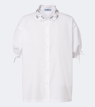 Crystal-embellished poplin shirt | Prada