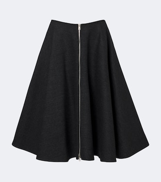 Jupe midi en laine vierge et Re-Nylon | Prada