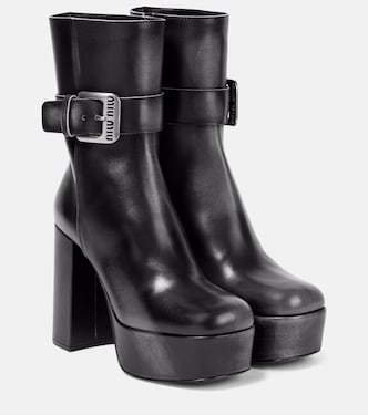 Platform leather ankle boots | Miu Miu