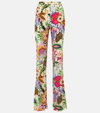 Pantalon droit à taille haute à fleurs | Etro