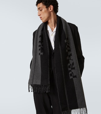 Logo wool jacquard scarf in multicoloured - Prada | Mytheresa
