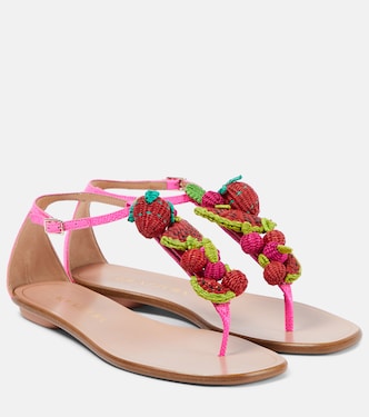 Strawberry Punch raffia thong sandals | Aquazzura
