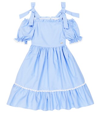 Bow-detail tiered cotton dress  | Patachou