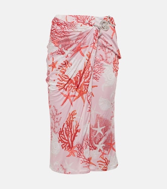 Barocco Sea gathered jersey midi skirt | Versace