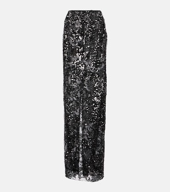 Sequined high-rise tulle maxi skirt | Victoria Beckham