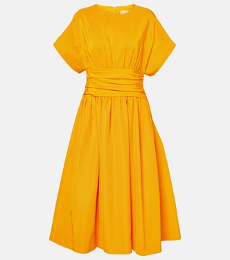 Gathered cotton-blend cocktail dress | Carolina Herrera