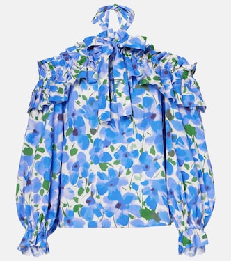 Floral off-shoulder cotton-blend top | Carolina Herrera