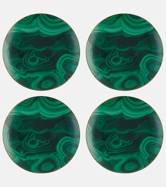 Malachite set of 4 canapé plates | L'Objet