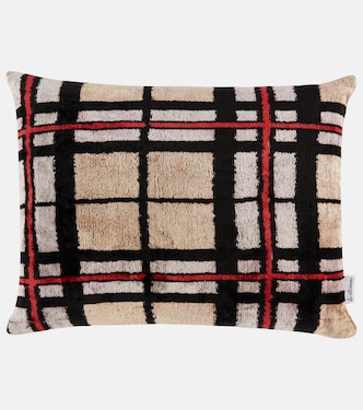 Checked silk velvet cushion | Les-Ottomans