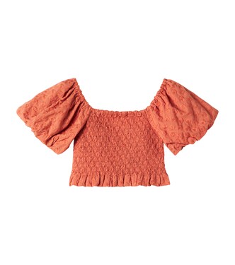 Trixie embroidered shirred cotton top | Rylee + Cru