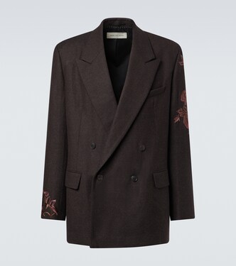 Embroidered wool flannel blazer | Dries Van Noten