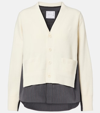 Striped layered wool cardigan | Sacai