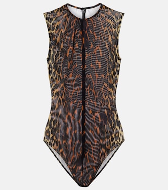 Leopard-print mesh bodysuit | Alex Perry