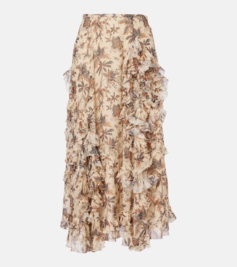 Adele printed silk-blend chiffon midi skirt | Ulla Johnson