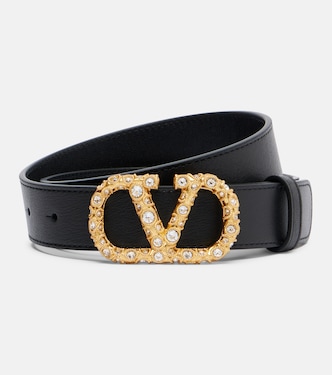 VLogo Swarovski®-embellished leather belt | Valentino Garavani