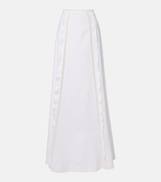 Lace-trimmed linen maxi skirt | Valentino