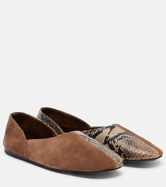 Jane snake-effect leather and suede ballet flats | Khaite