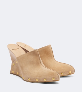 Suede wedge clogs | Balmain