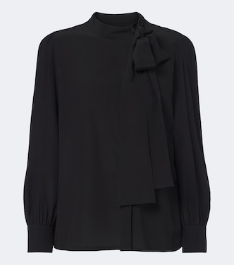 Tie-neck silk crêpe de chine blouse | Gucci