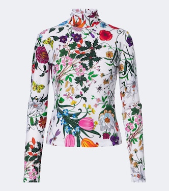 Top de cuello alto Gucci Flora de jersey | Gucci